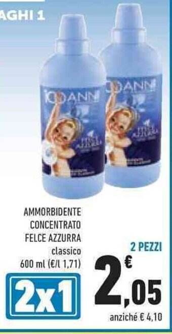 Conad AMMORBIDENTE CONCENTRATO FELCE AZZURRA classico 600 ml 2 PEZZI offerta