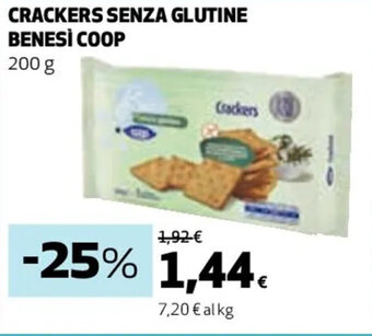 Coop CRACKERS SENZA GLUTINE BENESÌ COOP 200 g offerta