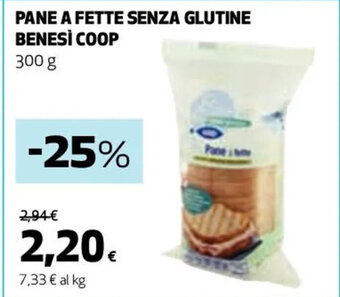 Coop PANE A FETTE SENZA GLUTINE BENESÌ COOP 300 g offerta