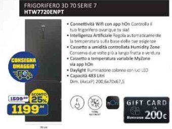 Euronics FRIGORIFERO 3D 70 SERIE 7 HTW7720ENPT offerta