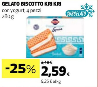 Coop GELATO BISCOTTO KRI KRI con yogurt, 4 pezzi 280 g offerta