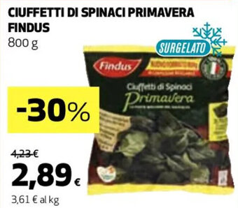 Coop CIUFFETTI DI SPINACI PRIMAVERA FINDUS 800 g offerta