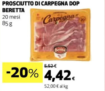 Coop PROSCIUTTO DI CARPEGNA DOP BERETTA 85 g offerta