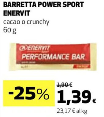 Coop BARRETTA POWER SPORT ENERVIT cacao o crunchy 60 g offerta