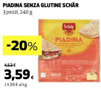Coop PIADINA SENZA GLUTINE SCHÄR 3 pezzi, 240 g offerta