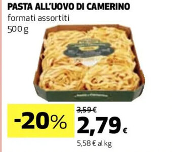 Coop PASTA ALL'UOVO DI CAMERINO formati assortiti 500 g offerta