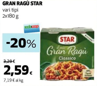 Coop GRAN RAGÙ STAR vari tipi 2x180 g offerta