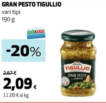 Coop GRAN PESTO TIGULLIO vari tipi 190 g offerta