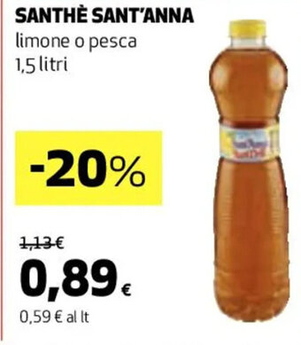 Coop SANTHÈ SANT'ANNA limone o pesca 1,5 litri offerta