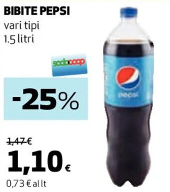 Coop BIBITE PEPSI vari tipi 1.5 litri offerta