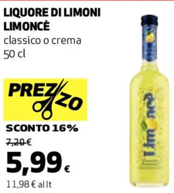 Coop LIQUORE DI LIMONI LIMONCÈ classico o crema 50 cl offerta