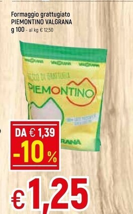 Famila Valgrana formaggio grattugiato piemontino offerta