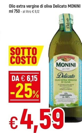 Famila Monini olio extra vergine di oliva delicato offerta