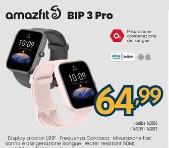 Sinergy Amazfit bip 3 pro 4,29 cm (1.69) tft 44 mm rosa gps (satellitare) offerta