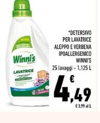 Conad Winni's detersivo per lavatrice aleppo e verbena ipoallergenico offerta