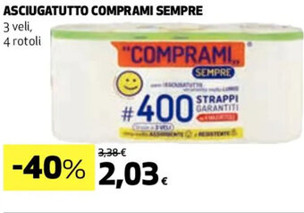 Coop ASCIUGATUTTO COMPRAMI SEMPRE 3 veli, 4 rotoli offerta