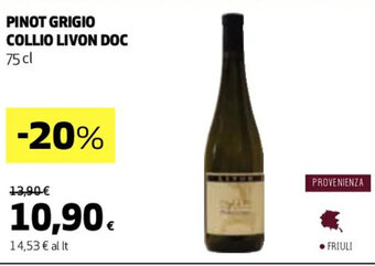 Coop PINOT GRIGIO COLLIO LIVON DOC 75 cl offerta
