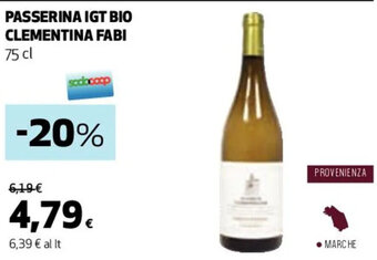 Coop PASSERINA IGT BIO CLEMENTINA FABI 75 cl offerta