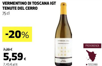 Coop VERMENTINO DI TOSCANA IGT TENUTE DEL CERRO 75 cl offerta
