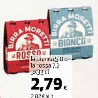 Coop la bianca 5.00 la rossa 7.2 3x33 cl offerta