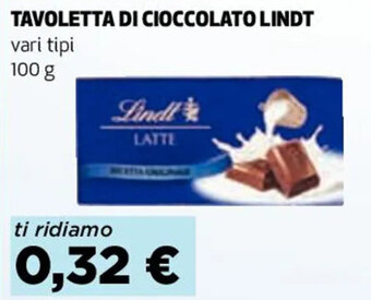 Coop TAVOLETTA DI CIOCCOLATO LINDT vari tipi 100 g offerta
