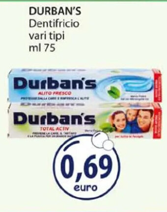 Acqua & Sapone DURBAN'S Dentifricio vari tipi ml 75 offerta