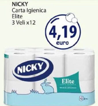 Acqua & Sapone NICKY Carta Igienica Elite 3 Veli x12 offerta