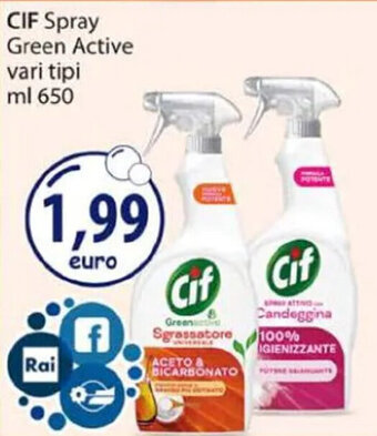 Acqua & Sapone CIF Spray Green Active vari tipi ml 650 offerta