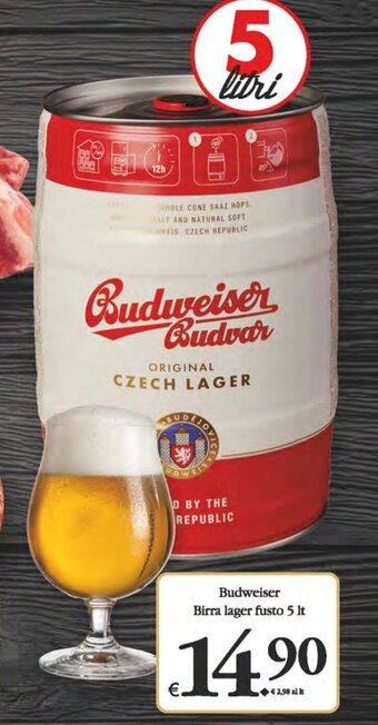 Deco Supermercati Budweiser Birra lager fusto 5 lt offerta