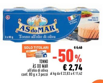 TONNO ÀS DO MAR conf. 80 g x 3 pezzi al kg