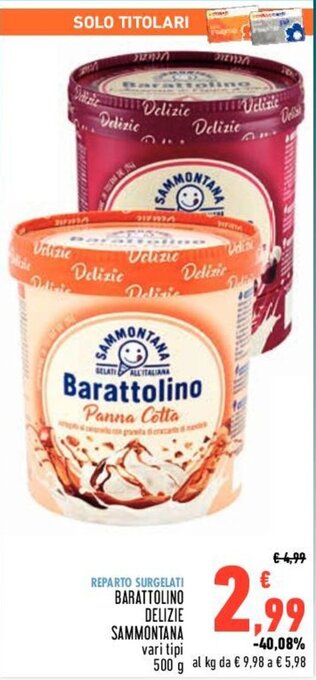 Conad BARATTOLINO DELIZIE SAMMONTANA vari tipi offerta