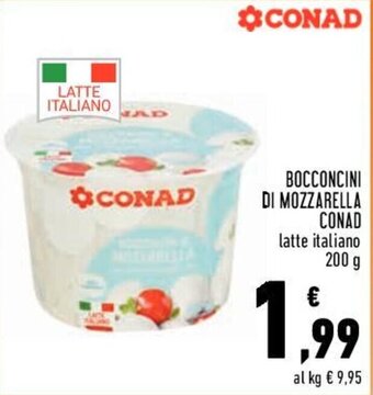 Conad BOCCONCINI DI MOZZARELLA CONAD latte italiano 200 g offerta