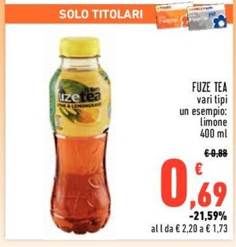 Conad FUZE TEA vari tipi 400 ml offerta