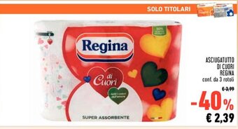 Conad ASCIUGATUTTO DI CUORI REGINA conf. da 3 rotoli offerta