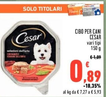 Conad CIBO PER CANI CESAR vari tipi 150 g offerta