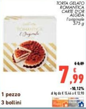 Conad TORTA GELATO ROMANTICA CARTE D'OR ALGIDA l'originale 375 g offerta