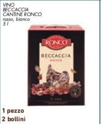Conad VINO BECCACCIA CANTINE RONCO rosso, bianco 5 l offerta