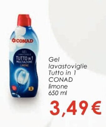 Conad Gel lavastoviglie Tutto in 1 CONAD 650 ml offerta