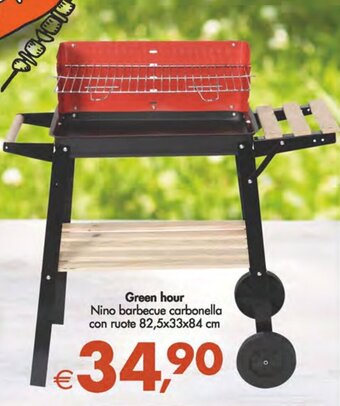 Deco Supermercati Green hour Nino barbecue carbonella con ruote 82,5x33x84 cm offerta