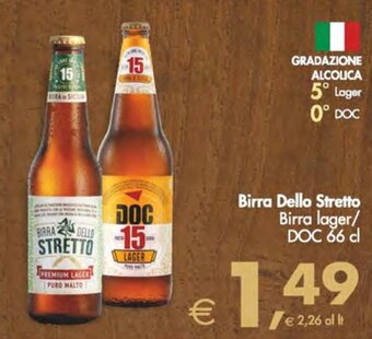 Deco Supermercati Birra Dello Stretto Birra lager/ DOC 66 cl offerta