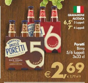Poretti Birra 5/6 luppoli 3x33 cl