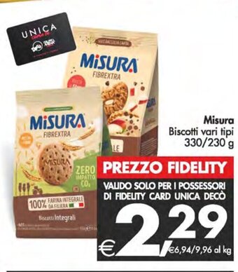 Deco Supermercati Misura Biscotti vari tipi 330/230 g offerta