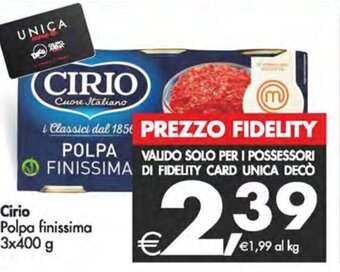 Deco Supermercati Cirio Polpa finissima 3x400 g offerta