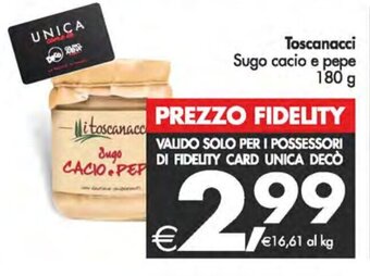 Deco Supermercati Toscanacci Sugo cacio e pepe 180 g offerta