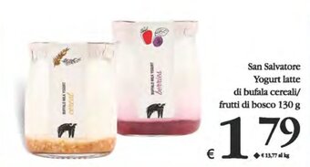 Deco Supermercati San Salvatore Yogurt latte di bufala cereali frutti di bosco 130 g offerta