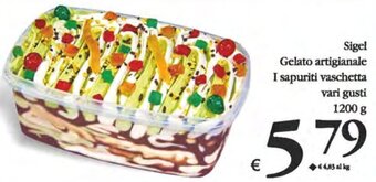 Deco Supermercati Sigel Gelato artigianale I sapuriti vaschetta vari gusti 1200 g offerta