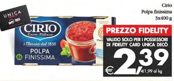 Deco Supermercati Cirio Polpa finissima 3x400 g offerta