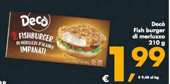Deco Supermercati Decò Fish burger di merluzzo 210 g offerta