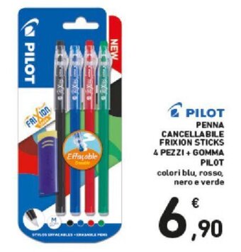 Conad PILOT PENNA CANCELLABILE FRIXION STICKS 4 PEZZI + GOMMA offerta