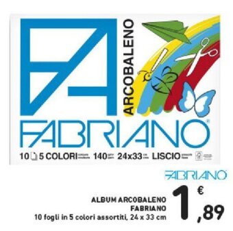 ALBUM ARCOBALENO FABRIANO 10 fogli in 5 colori assortiti, 24 x 33 cm